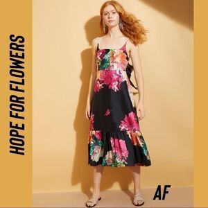 FLOWERS FOR HOPE TIE BACK FLORAL MIDI DRESS NEW NWT
